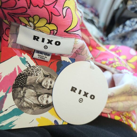 NWT Rixo Target Women's 16-18 Pink Floral Linen Blend Mod A-line Mini Dress 60s - Picture 9 of 12